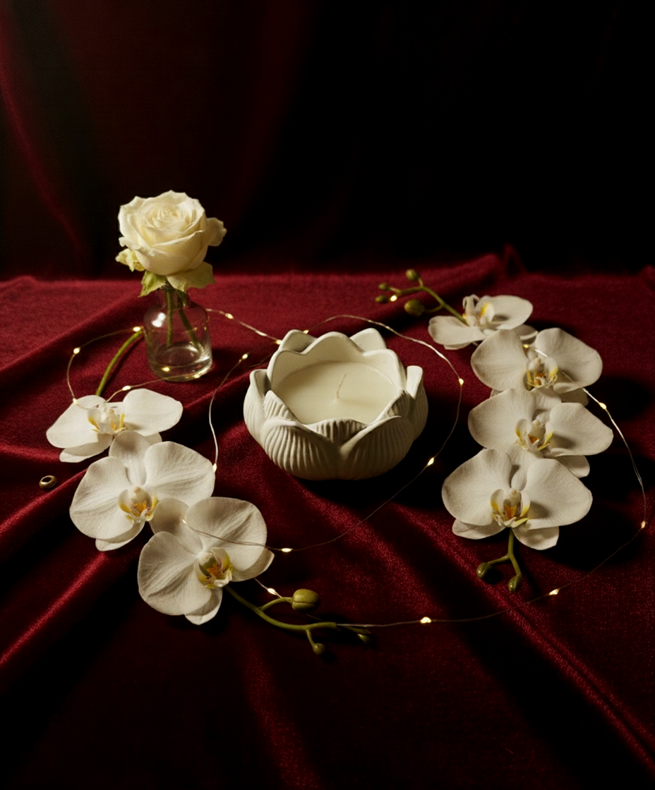 লোটাস (পদ্ম) শেপড সুগন্ধি মোমবাতি | Lotus (Poddo) Shaped Pot with Scented Candle