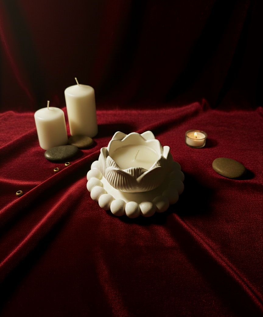 লোটাস (পদ্ম) শেপড সুগন্ধি মোমবাতি | Lotus (Poddo) Shaped Pot with Scented Candle